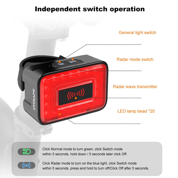 LED Bicycle Intelligent Radar Light